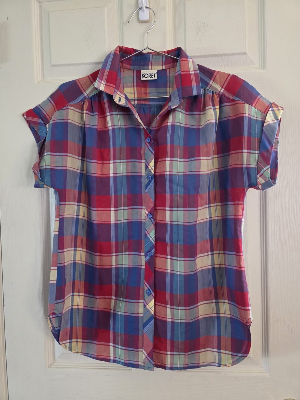 Koret Multicolor Plaid Short-Sleeve Shirt - Red, Blue & Cream Vintage